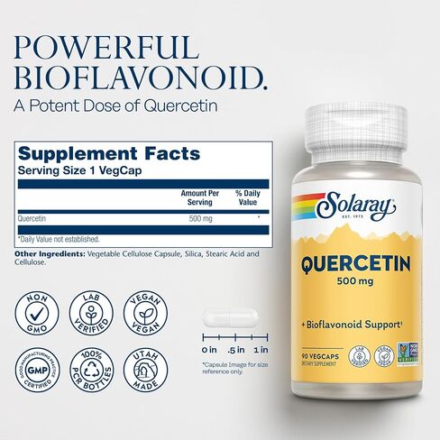 SOLARAY Quercetin 500 mg, Supports Sinus, Respiratory, Immune Function & Normal, Healthy Uric Acid Levels, 90 VegCaps in Saudi Arabia