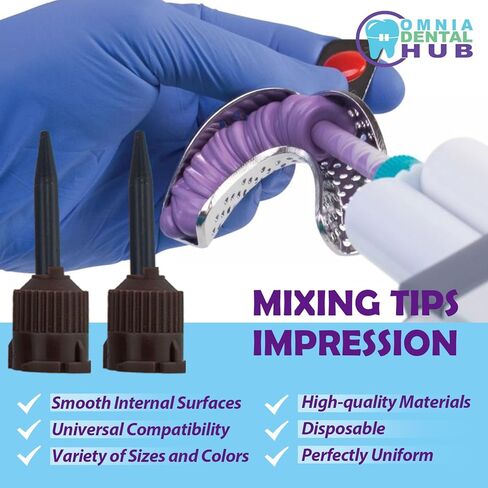 100 PCS Dental Grade Lensial Lensial Mixing Tips by Omnia One | خلط ثابت وخالي من الفقاعات-ملاءمة عالمية لأنظمة Automix-مثالية لـ VPs ، المعجون ، والمواد المركبة in Kuwait