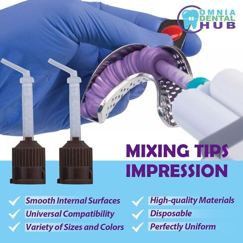 100 PCS Dental Grade Lensial Lensial Mixing Tips by Omnia One | خلط ثابت وخالي من الفقاعات-ملاءمة عالمية لأنظمة Automix-مثالية لـ VPs ، المعجون ، والمواد المركبة in Kuwait