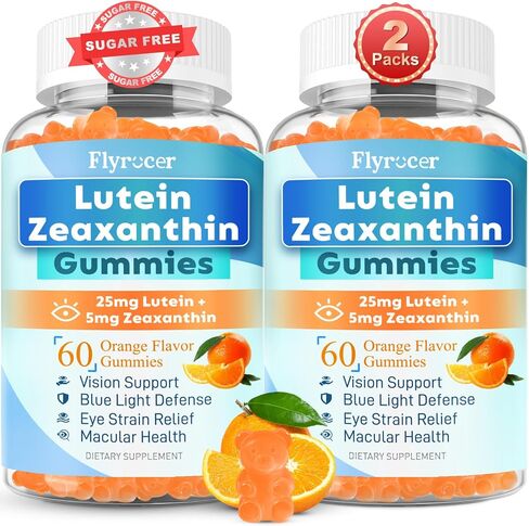 Sugar Free Lutein Gummies 25mg, Lutein and Zeaxanthin Supplements for Eye Health, 13-in-1 Eye Care Formula with Omega-3 Bilberry Saffron & Vitamins-Vision Health, Eye Strain, Dry Eyes, Vegan 60 Count in Saudi Arabia