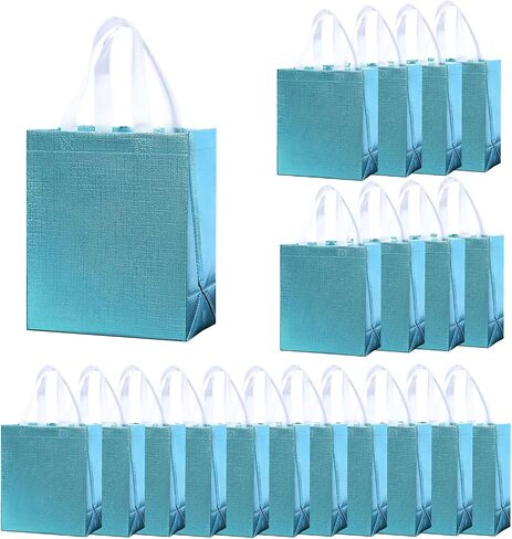 حقائب هدايا Haokuaile Glossy Lake Blue مع مقبض وقاعدة متينة ، وأكياس هدايا العطلات غير المنسقة القابلة لإعادة الاستخدام ، و 20 جهازًا ، و 15.75 × 4.72 × 11.81 ، لعيد الميلاد ، عيد ميلاد ، حفل زفاف ، حفلة ، عيد الفصح (بحيرة Blue M) in Saudi Arabia