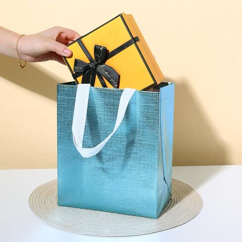 حقائب هدايا Haokuaile Glossy Lake Blue مع مقبض وقاعدة متينة ، وأكياس هدايا العطلات غير المنسقة القابلة لإعادة الاستخدام ، و 20 جهازًا ، و 15.75 × 4.72 × 11.81 ، لعيد الميلاد ، عيد ميلاد ، حفل زفاف ، حفلة ، عيد الفصح (بحيرة Blue M) in Saudi Arabia