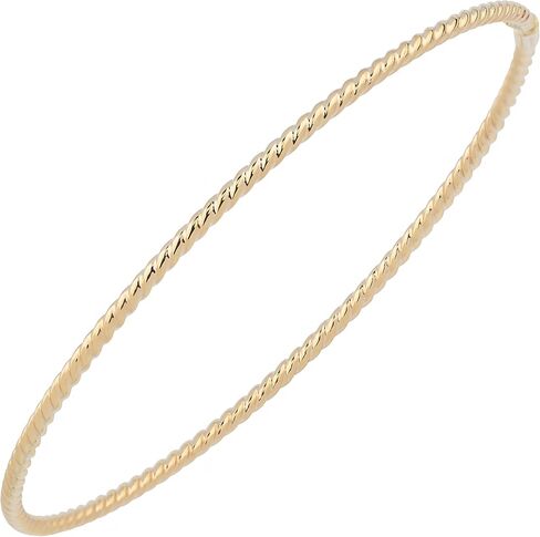 Kooljewelry 10k Yellow, White or Rose Gold 2 mm Twist Design Bangle Bracelet in Saudi Arabia