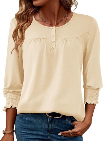 Akewei 3/4 طول الأكمام قمم المرأة 2025 أزياء الصيف قمم للنساء Crewneck in Saudi Arabia
