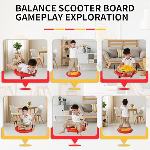 3 في 1 لوحة سكوتر الرصيد للأطفال ， لوح توازن التذبذب البلاستيكي متاهة مع مقابض ، 5 كرات ، قرص تمايل صغير للتدريب الحسي ، العلاج الطبيعي in Kuwait