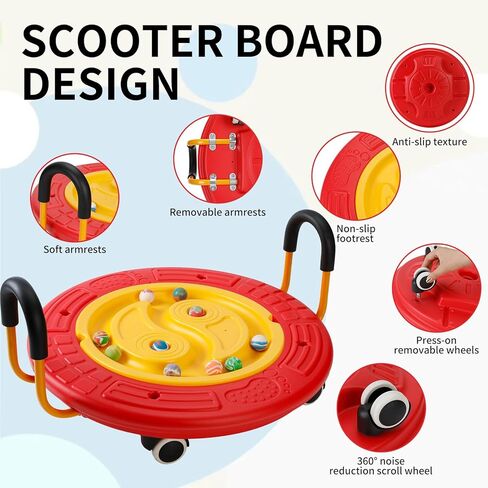 3 في 1 لوحة سكوتر الرصيد للأطفال ， لوح توازن التذبذب البلاستيكي متاهة مع مقابض ، 5 كرات ، قرص تمايل صغير للتدريب الحسي ، العلاج الطبيعي in Kuwait
