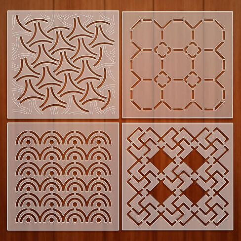 FreeBloss 4pcs قالب Sashiko Acrylic Sashiko stencil Sashiko Stencil Stency مجموعة أزهار الكرز الأداة التطريز Acrylic Sashiko قالب ليلحف اليدين والتطريز 4.7 * 4.7 بوصة in Saudi Arabia