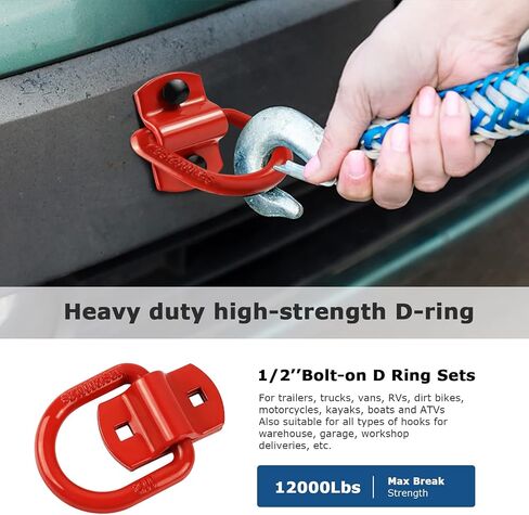 1/2" Trailer Tie-Down Anchor D-Ring Heavy Duty Bolt-On Forged, 12,000 lb Breaking Strength Tie-Down Hook Anchor,Bolt-On Forged D-Rings for Trailer, Truck Bed D-Ring Tie-Downs in Saudi Arabia