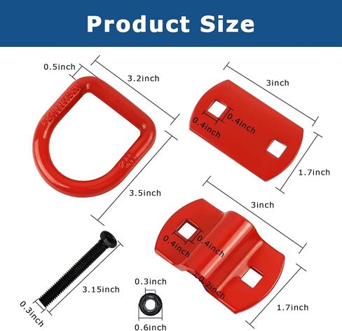 1/2" Trailer Tie-Down Anchor D-Ring Heavy Duty Bolt-On Forged, 12,000 lb Breaking Strength Tie-Down Hook Anchor,Bolt-On Forged D-Rings for Trailer, Truck Bed D-Ring Tie-Downs in Saudi Arabia