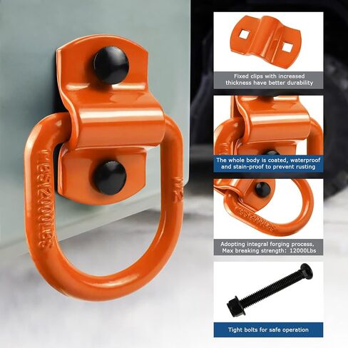 1/2" Trailer Tie-Down Anchor D-Ring Heavy Duty Bolt-On Forged, 12,000 lb Breaking Strength Tie-Down Hook Anchor,Bolt-On Forged D-Rings for Trailer, Truck Bed D-Ring Tie-Downs in Saudi Arabia