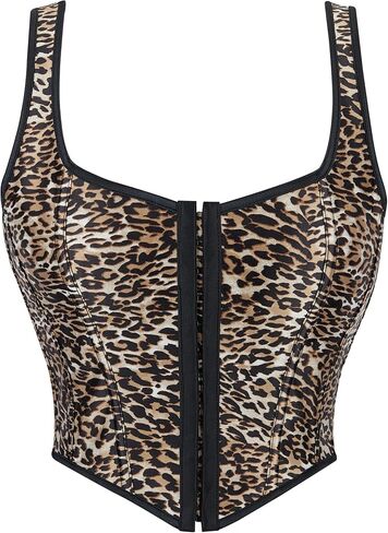 Women's Leopard Lace-Up Bustier Corset Top - Sexy Comfort Straps Fashion Corset Top in Kuwait