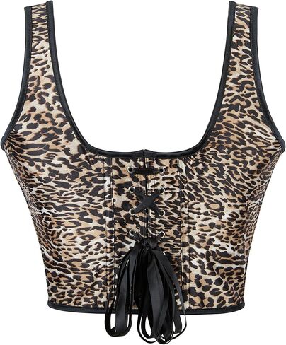 Women's Leopard Lace-Up Bustier Corset Top - Sexy Comfort Straps Fashion Corset Top in Kuwait