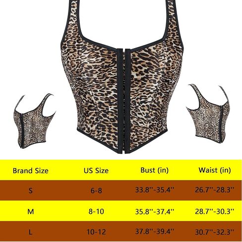 Women's Leopard Lace-Up Bustier Corset Top - Sexy Comfort Straps Fashion Corset Top in Kuwait