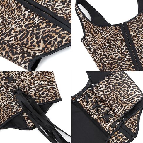 Women's Leopard Lace-Up Bustier Corset Top - Sexy Comfort Straps Fashion Corset Top in Kuwait