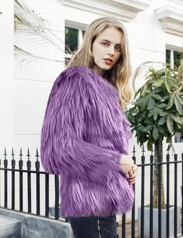 Flygo Faux Fur Coat Women Faux Fur Fur Jacket Fluffy Open Front Cardigan Shaggy Shaggy Coat Fall Winter Jacket in Saudi Arabia