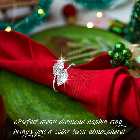 Hotop 48 Pcs Silver Napkin Rings Set Bling Napkin Rings Metal Leaves Holders Rhinestone Buckle for Wedding Mother's Day Dinner Gather Party Graduation Prom Table Decoration in Saudi Arabia