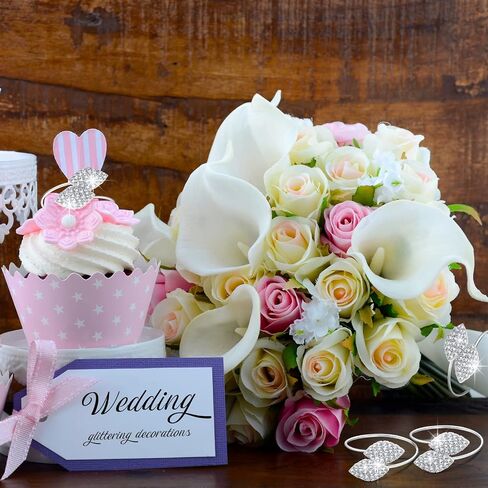 Hotop 48 Pcs Silver Napkin Rings Set Bling Napkin Rings Metal Leaves Holders Rhinestone Buckle for Wedding Mother's Day Dinner Gather Party Graduation Prom Table Decoration in Saudi Arabia