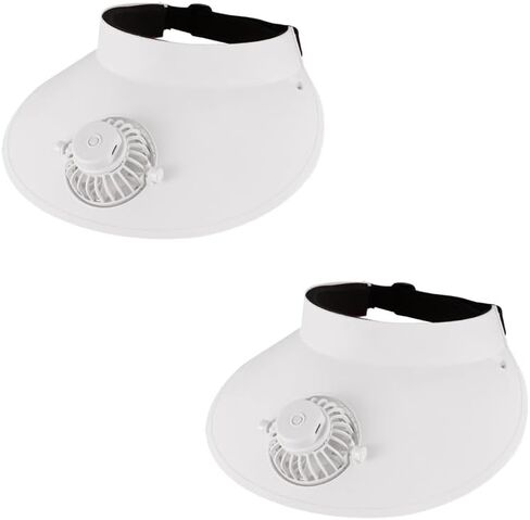 Sun Visor Hat with Fan Temp Settings-Large Area Sun Protection,Visors for Women/Men/Kids,Adjustable Elastic Buckle (US, Alpha, Medium, X-Large, White) in Saudi Arabia