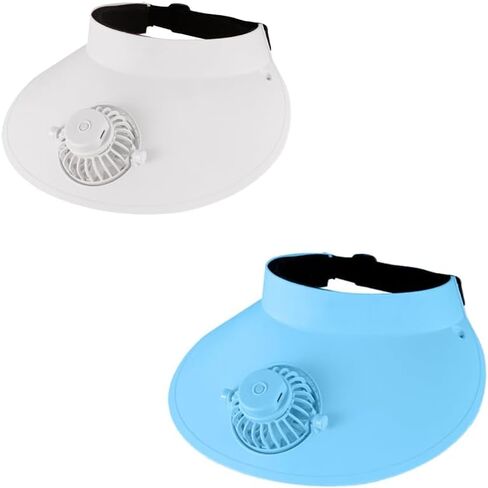 Sun Visor Hat with Fan Temp Settings-Large Area Sun Protection,Visors for Women/Men/Kids,Adjustable Elastic Buckle (US, Alpha, Medium, X-Large, White) in Saudi Arabia