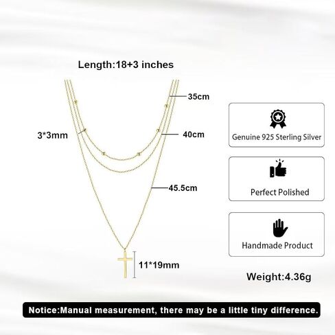 925 Sterling Silver Simple Cross Necklace for Women Christian Birthday Hifit Gift in Kuwait