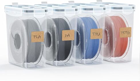 YOOPAI Filament Storage Box - 4 Pack Filaments Container for 3D Printing Filaments Sealing and Protection - Portable Filament Storage with Desiccant&Label ,Water-Proof and Dust-Proof 4.0L(9.03*8*3) in Saudi Arabia
