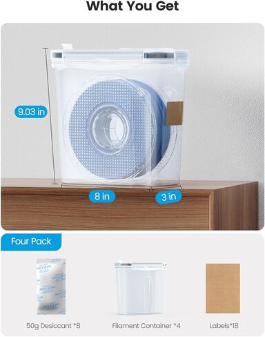 YOOPAI Filament Storage Box - 4 Pack Filaments Container for 3D Printing Filaments Sealing and Protection - Portable Filament Storage with Desiccant&Label ,Water-Proof and Dust-Proof 4.0L(9.03*8*3) in Saudi Arabia