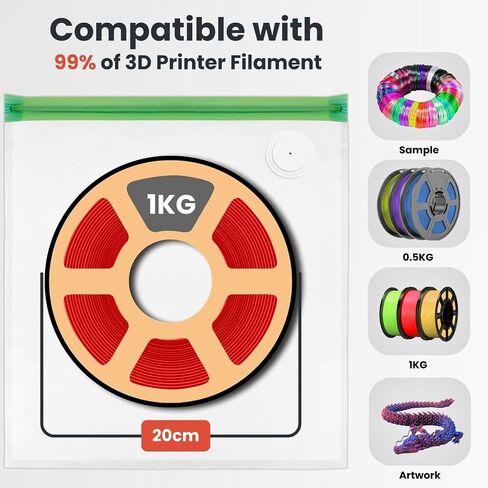3D Printer Filament Storage Bags Vacuum Storage Bags Kit 3D Printer Accessories with 20 Storage Bags (13x15 inches), 20 Desiccants, Auto Pump, 2 Sealing Clips, Dust Proof, Humidity Resistant in Saudi Arabia
