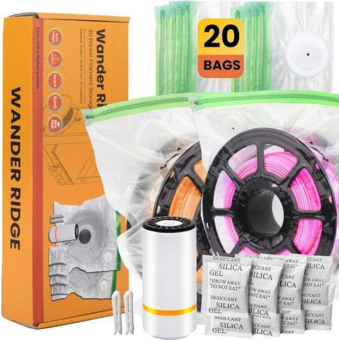3D Printer Filament Storage Bags Vacuum Storage Bags Kit 3D Printer Accessories with 20 Storage Bags (13x15 inches), 20 Desiccants, Auto Pump, 2 Sealing Clips, Dust Proof, Humidity Resistant in Saudi Arabia