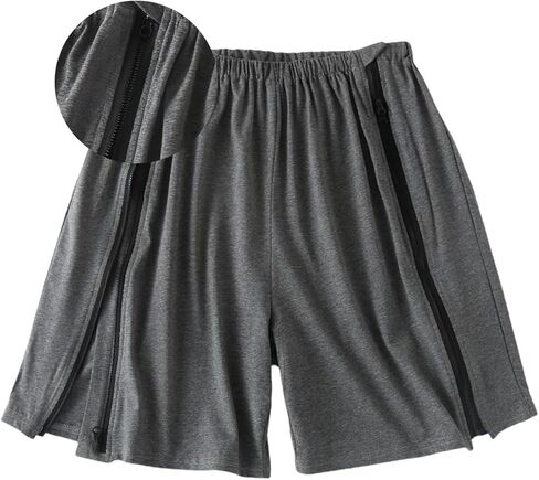 Unisex Tear Away Shorts Bedridden Patient Pants,Disability Clothing with Zippers,Post Surgery Recovery Zipper Trousers for Easy Access Suit for Fracture,Disable,Elderly(Black,XL) in Saudi Arabia