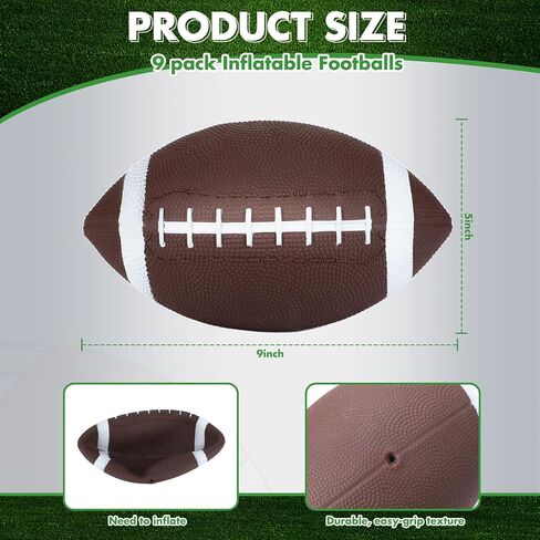 Jerify 9 Pack 9 Inch Rubber Footballs Playground Inflatable Football Bulk for Kids Comfortable Grip Ball for Junior Youth Outdoor(Brown) in Saudi Arabia