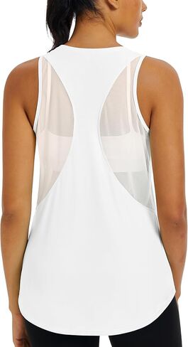 MAGCOMSEN Workout Tank Tops for Women Sleeveless Racerback Mesh Summer Dry Fit Lightweight Shirts Athletic Running Tops in Saudi Arabia