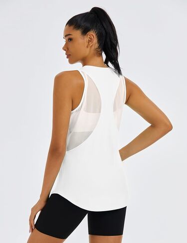 MAGCOMSEN Workout Tank Tops for Women Sleeveless Racerback Mesh Summer Dry Fit Lightweight Shirts Athletic Running Tops in Saudi Arabia
