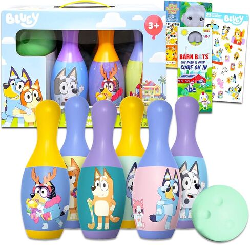 مجموعة Bluey Bowling للأطفال - حزمة PlaySet مع أنشطة ألعاب Bluey Bowling مع ملصقات ، المزيد | ألعاب Bluey في الهواء الطلق للبنين والبنات in Saudi Arabia