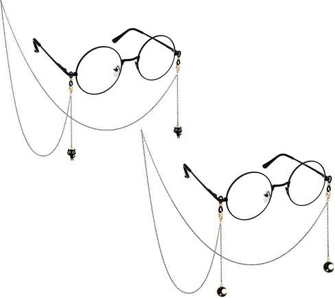 DS. DISTINCTIVE STYLE Gothic Glasses Chain with Bat/Spider Pendants - Metallic Chain for Glasses Around Neck for Women & Men - Halloween Accessories, 2 Pack in Saudi Arabia