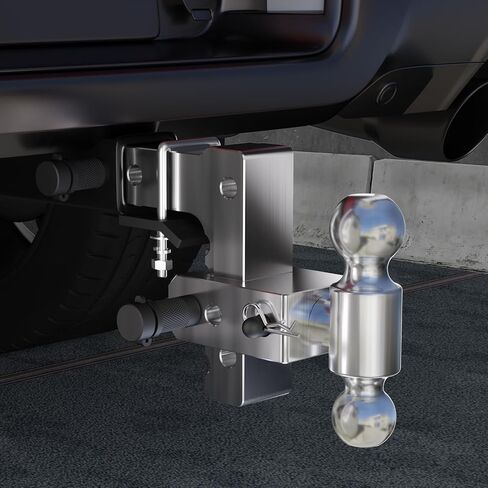 Adjustable Trailer Hitch, 8 Inch Drop & Rise Hitch Fits 2 Inch Receiver, 8000-12500 LBS Dual Ball Heavy Duty Aluminum Tow Hitch with Locking Hitch Pins & Lock Down Hitch Tightener in Saudi Arabia