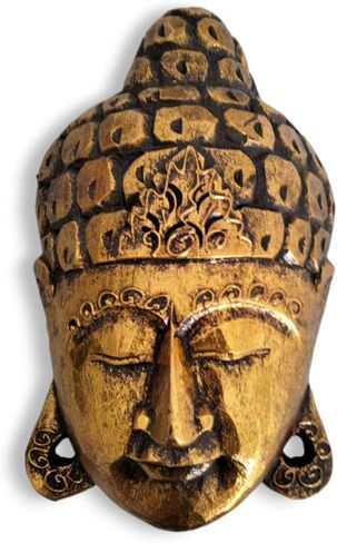 Bali Tropical Home Red Gold Harmony Buddha Mask - Invite Peace & Calm Into Your Space, Wall Decor in Saudi Arabia
