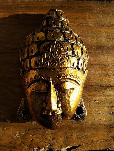 Bali Tropical Home Red Gold Harmony Buddha Mask - Invite Peace & Calm Into Your Space, Wall Decor in Saudi Arabia