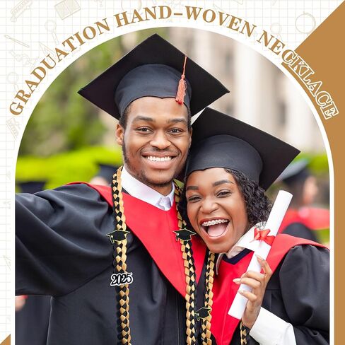 Haull 10pcs 2025 Graduation Ribbon Lei Class of 2025 Braided Necklace Handmade Charm Graduation Gift for High School College senior night Party in Kuwait