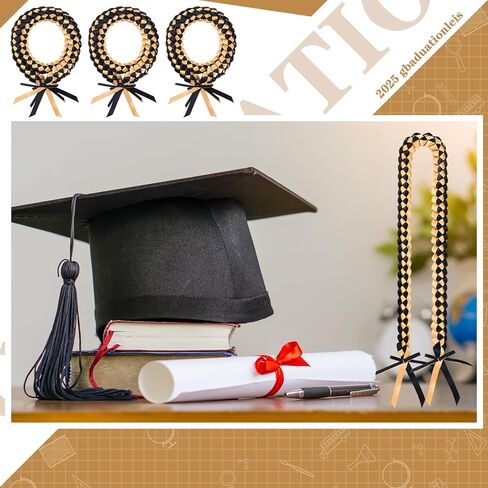 Haull 10pcs 2025 Graduation Ribbon Lei Class of 2025 Braided Necklace Handmade Charm Graduation Gift for High School College senior night Party in Kuwait
