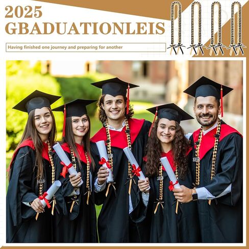 Haull 10pcs 2025 Graduation Ribbon Lei Class of 2025 Braided Necklace Handmade Charm Graduation Gift for High School College senior night Party in Kuwait