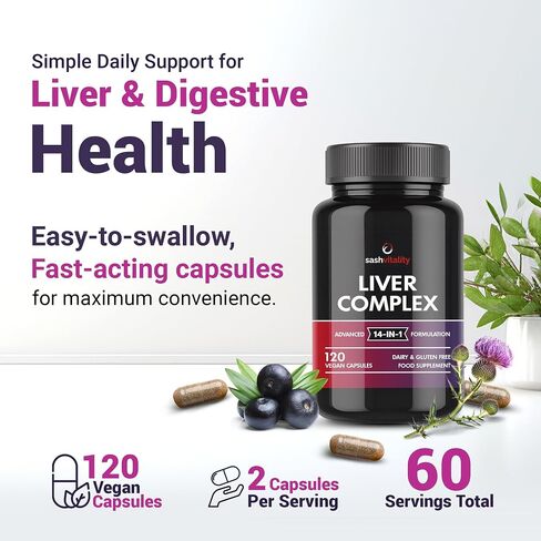 Liver Detox Cleanse & Repair - Milk Thistle | Dandelion | Artichoke - 2 Months Supply - Natural Ingredients for Healthy Liver Function - Premium Liver Supplement - 120 Vegan Capsules in Saudi Arabia