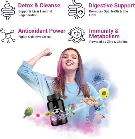 Liver Detox Cleanse & Repair - Milk Thistle | Dandelion | Artichoke - 2 Months Supply - Natural Ingredients for Healthy Liver Function - Premium Liver Supplement - 120 Vegan Capsules in Saudi Arabia