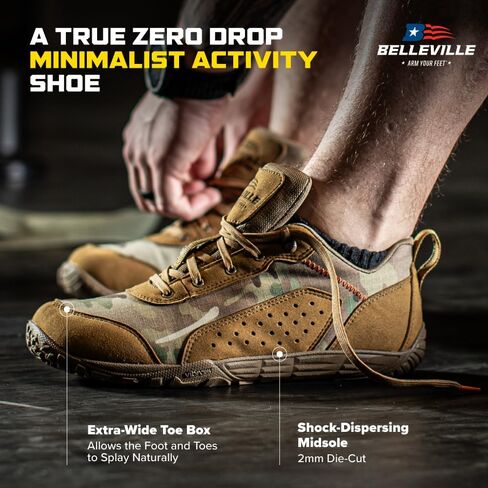 Belleville Mini-Mil Barefoot Shoes for Men - Breathable Zero Drop Shoes with Shock-Dispersing Midsoles and Flexible, Slip-Resistant Outsoles in Saudi Arabia