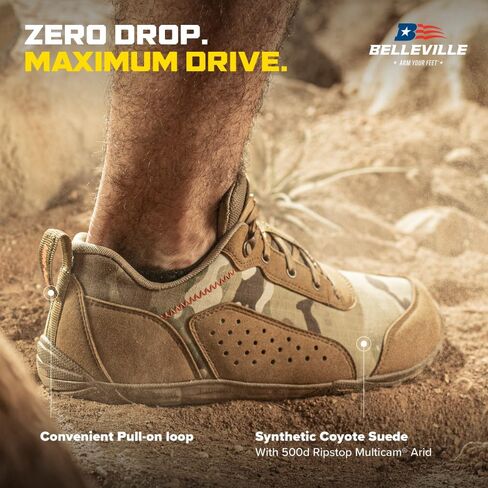 Belleville Mini-Mil Barefoot Shoes for Men - Breathable Zero Drop Shoes with Shock-Dispersing Midsoles and Flexible, Slip-Resistant Outsoles in Saudi Arabia
