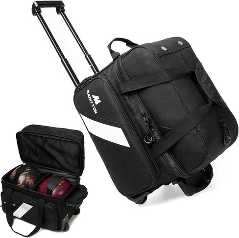 Bowling Bag with Wheels Double Roller 2 Ball Bowling Separate Shoe Compartment and Oversized Accessory Pocket, 36.6" Extendable Handle. in Saudi Arabia