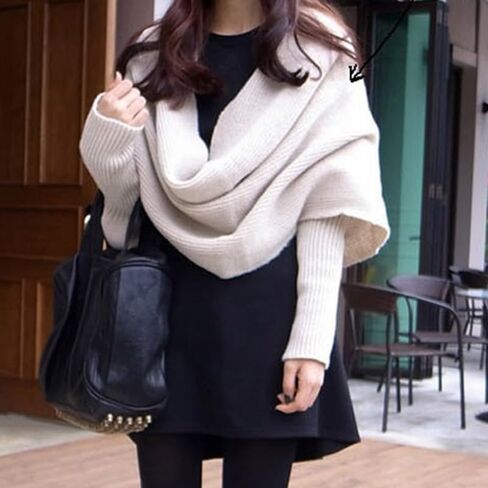 Fashion Korean Style Autumn Winter Unisex Knitted Scarf,Cape Shawl with Sleeves For Ladies Shawls Wrap Autumn Winter in Saudi Arabia