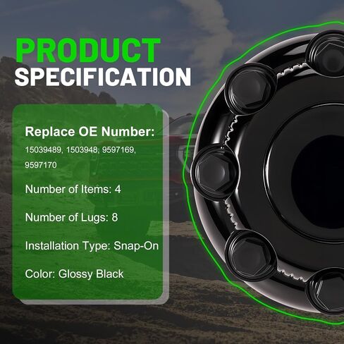 4pcs Crote Wheel Center Caps (الفضة اللامعة) 8 العروات ، متوافقة مع 1998-2013 Chevy Silverado Avalanche Suburban & GMC Sierra Yukon 1500 2500 3500 16 "RIM HUB COVER ، استبدل 15039489 15039488 in Kuwait