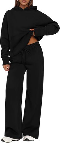 PRETTYGARDEN Women's 2 Piece Outfits Fall Sweatsuits Oversized Hoodies Wide Leg Sweatpants Tracksuits Lounge Matching Sets in Saudi Arabia