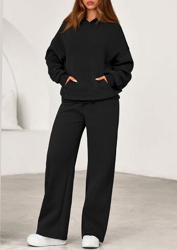 PRETTYGARDEN Women's 2 Piece Outfits Fall Sweatsuits Oversized Hoodies Wide Leg Sweatpants Tracksuits Lounge Matching Sets in Saudi Arabia