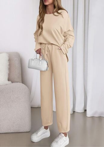 Prettygarden Womens 2 قطعة مطابقة مجموعات صالة 2025 خريف الأكمام طويلة قوارب العرق سدود الجبال الجيوب الجيوب in Saudi Arabia